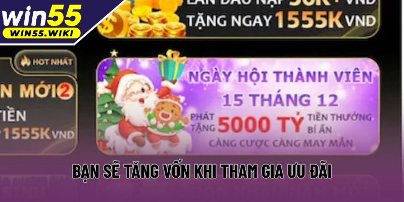 Bạn sẽ gia tăng vốn cược khi trải nghiệm ưu đãi