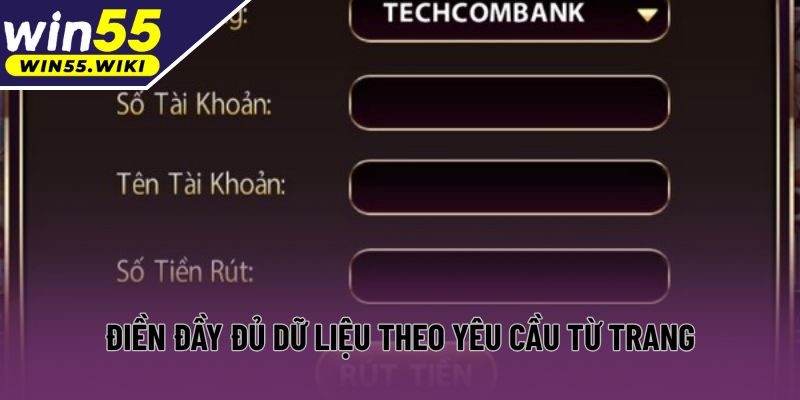 Điền đầy đủ dữ liệu theo yêu cầu từ trang