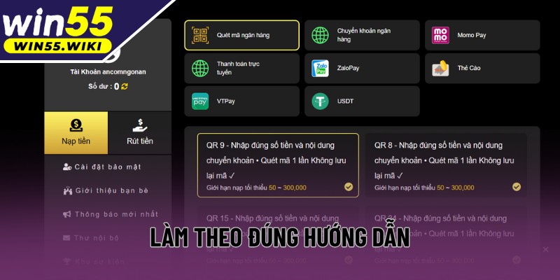 Thực hiện với phương thức thanh toán phù hợp